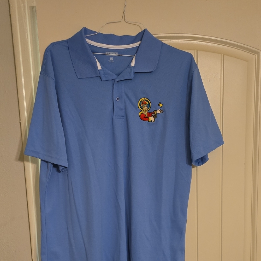 Blue Polo Shirt with Embroidered Patch